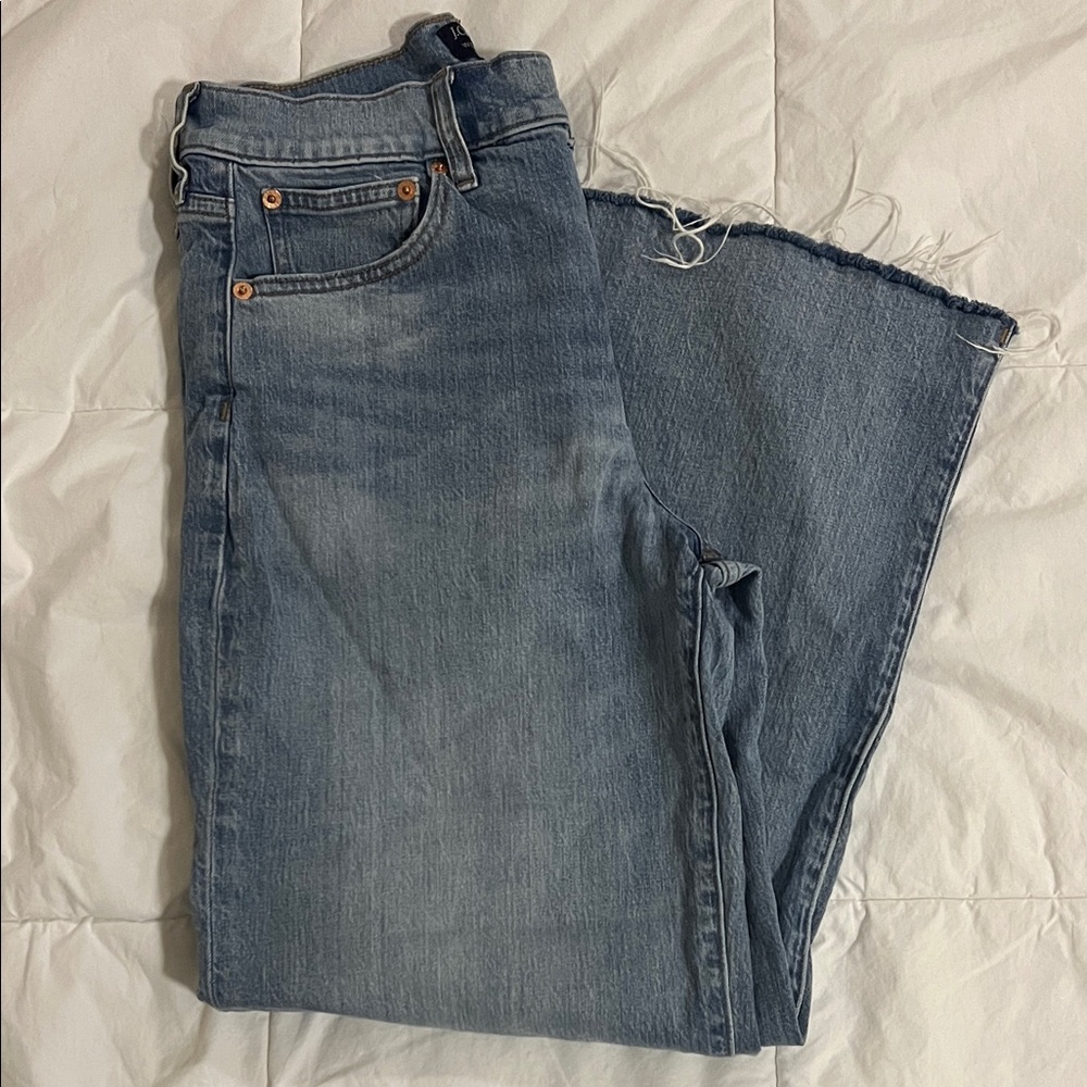 jcrew factory wide leg crop denim